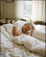 Man resting comfortably in bed